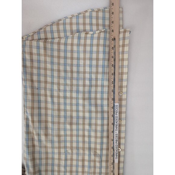 Gitman‎ Bros Button Down Shirt Mens L Beige Blue Check Business Casual - Picture 9 of 9